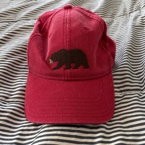NWOT Harding Lane Red Hat with Brown Bear Embroidered